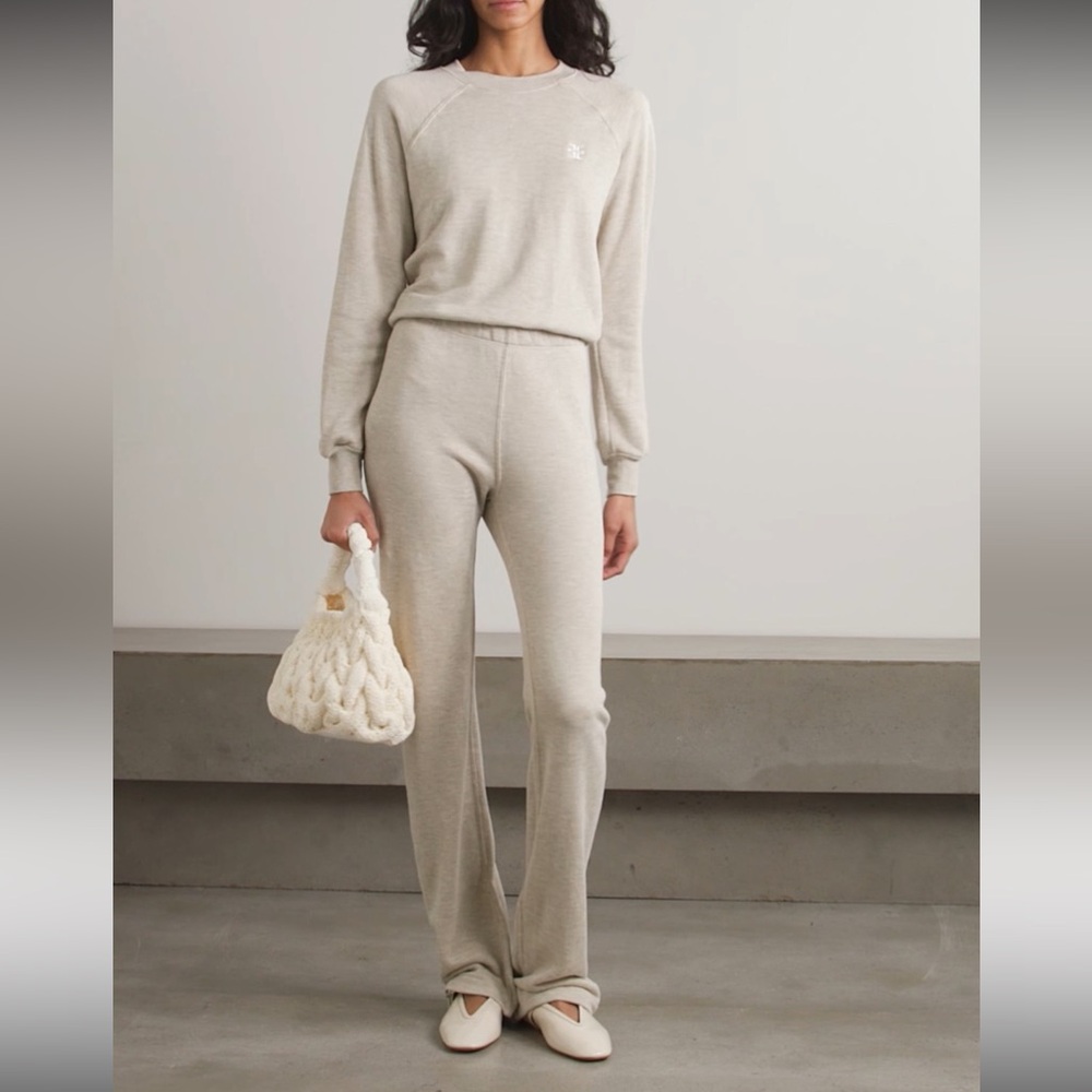 Eterne - Cotton and modal blend jersey straight leg sweatpants - Cream - XS